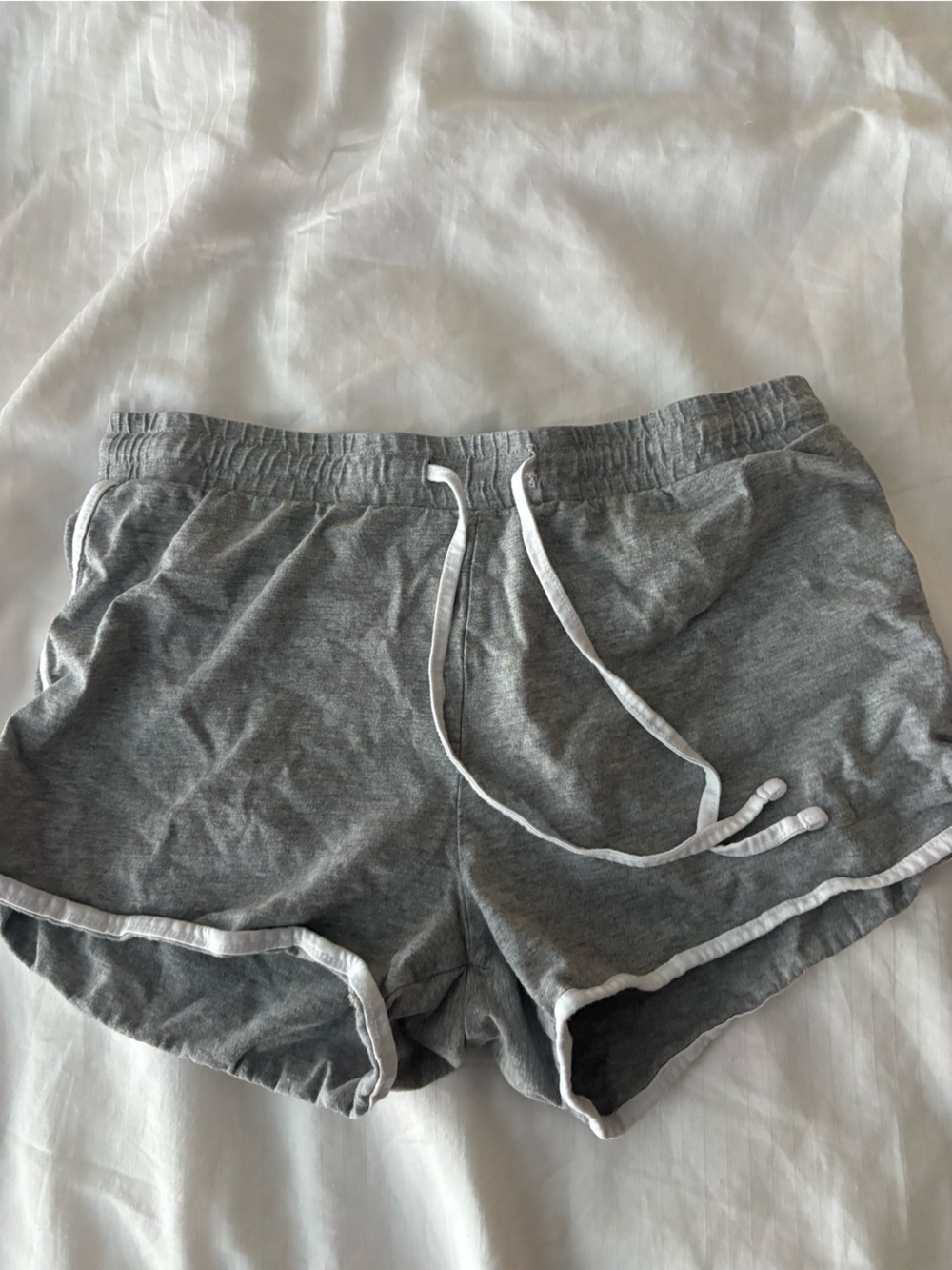 Gray Women’s Lounge Dolphin Shorts with White Trim